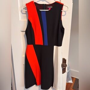 Colorblock Sleeveless Sheath Dress - Black, Orange, Blue, White
